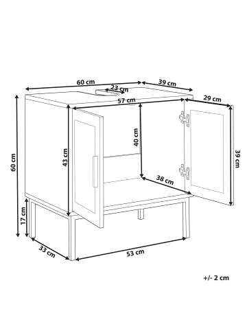 Beliani Waschbeckenunterschrank ROSELL in /Braun - (W) 60 x (H) 60 x (L) 40 cm