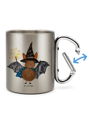 Mr. & Mrs. Panda Karabiner Tasse Fledermaus Zauberer ohne Spruch in Silber