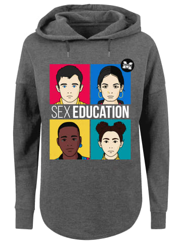 F4NT4STIC Oversized Hoodie Sex Education Teen Illustrated Netflix TV Series in charcoal