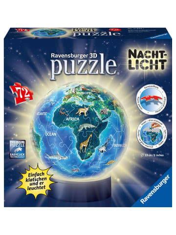 Ravensburger Erde im Nachtdesign, Nachtlicht 3D Puzzle-Ball 72 Teile | Erlebe Puzzeln in...