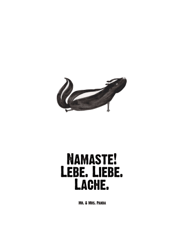 Mr. & Mrs. Panda Thermosflasche Stinktier Yoga mit Spruch in Weiß