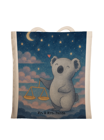 Mr. & Mrs. Panda Schultertasche Waage Astrologie Design ohne Spruch in Weiß