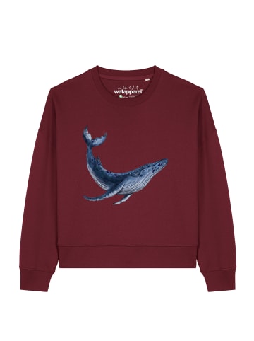 wat? Apparel Sweatshirt Wal in Weinrot