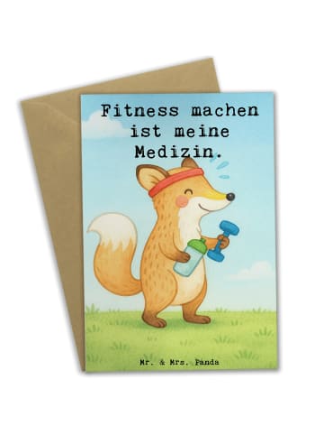Mr. & Mrs. Panda Beileidskarte Fuchs Fitness Design mit Spruch in Weiß
