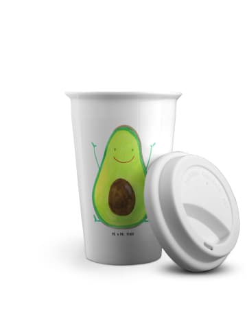 Mr. & Mrs. Panda Kaffeebecher To Go Avocado Glücklich ohne Spruch in Weiß