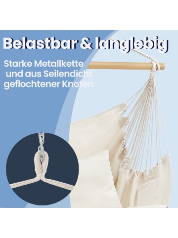 SONGMICS Hängesessel Sognia in Weiß - (B)125 x (H)135 x (T)148 cm