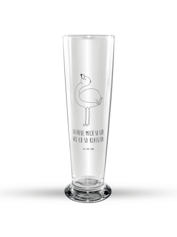 Mr. & Mrs. Panda Bierglas Flamingo Stolz mit Spruch in Transparent