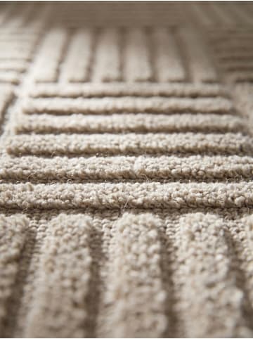 KADIMA DESIGN Hochflorteppich 3D Bögen Boho Waschbar Wohnzimmer in Beige