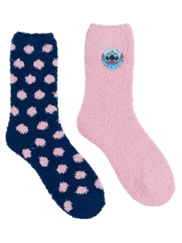 Disney 2er Pack Disney Lilo & Stitch Kuschelsocken warme Socken in blau/rosa