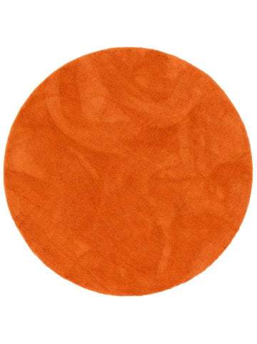 Pergamon Luxus Super Soft Hochflor Teppich Silky Rund in Orange