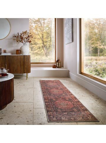 KADIMA DESIGN Waschbarer Teppich Medallion Muster, Orientalisch, Wohnzimmer in Rot