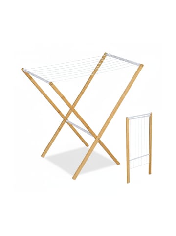 relaxdays Wäscheständer in Natur/ Weiß- (B)79 x (H)77 x (T)49 cm