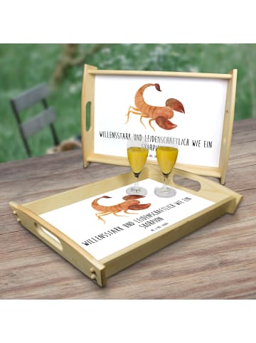 Mr. & Mrs. Panda Holztablett Sternzeichen Skorpion mit Spruch in Weiß