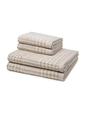 Möve 2 X Handtuch 2 X Duschtuch - im Set Brooklyn Glencheck in Nature/Cashmere