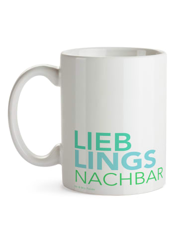 Mr. & Mrs. Panda Kaffeebecher Nachbar mit Spruch in Weiß