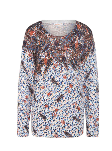 GOLDNER Pullover Druckpullover mit ornamentalem Druck in stein / gemustert