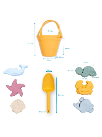 Intirilife Sandspielzeug 9-tlg. Set Silikon Kinder Strand Spielzeug in Gelb