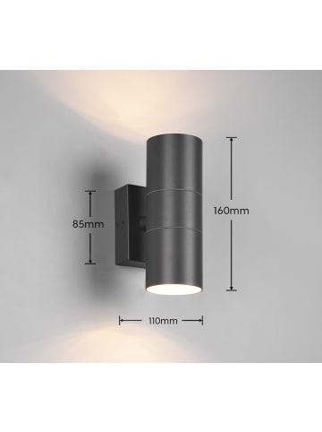 Reality Leuchten Wandleuchte LAREDO in anthrazit