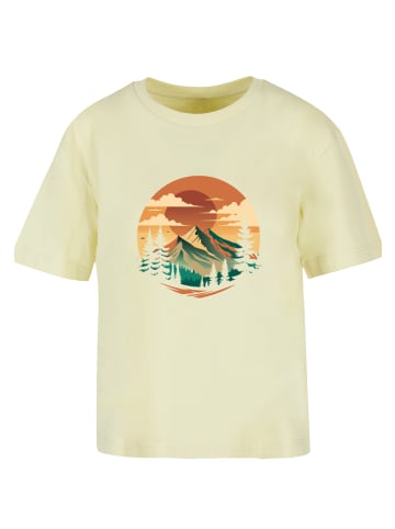 F4NT4STIC Tee Sonnenuntergang Berglandschaft in softyellow