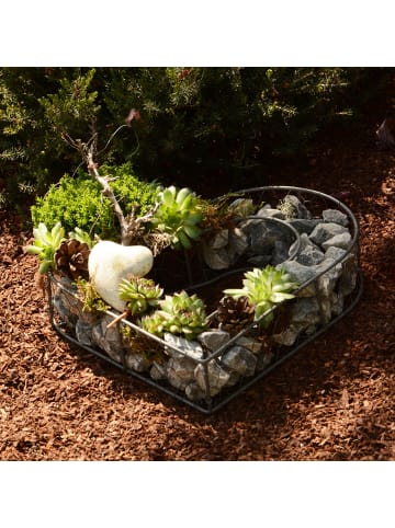 UNUS Herz Gitter Gabione mit Steinen zum Bepflanzen in Grau