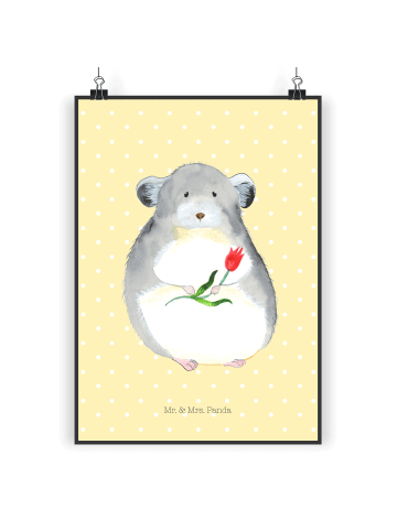 Mr. & Mrs. Panda Poster Chinchilla Blume ohne Spruch in Gelb Pastell