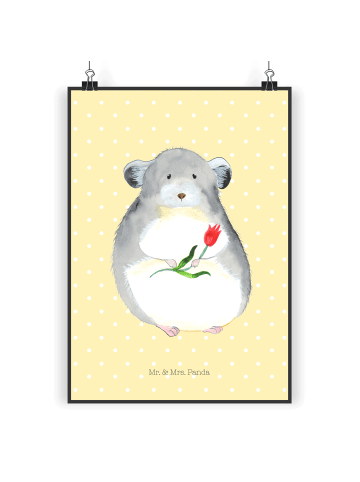 Mr. & Mrs. Panda Wandbild Chinchilla Blume ohne Spruch in Gelb Pastell