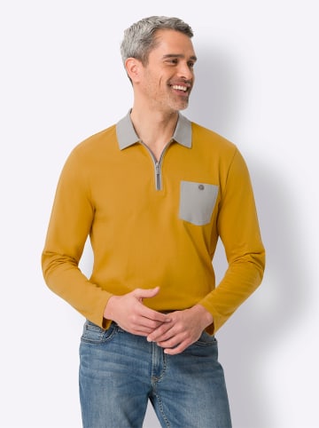 Sieh an! Langarm-Poloshirt in ocker