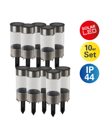 näve LED Solarleuchte "ROTA" in nickelmatt - (L)5 cm x (B)5 cm x (H)19 cm