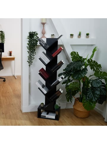 relaxdays Bücherregal in Schwarz - (B)38 x (H)146 x (T)22 cm