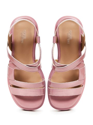 CESARE GASPARI Sandalen mit Blockabsatz aus Leder in Pink