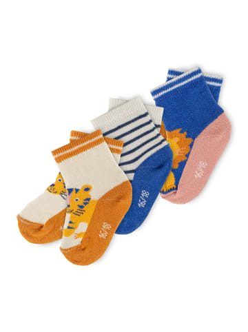 Sigikid Sockenset 3er Tiger & Löwe in Beige/Blau/Braun