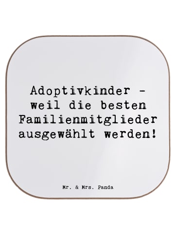 Mr. & Mrs. Panda Untersetzer Adoptivkind Auswahl mit Spruch in Weiß