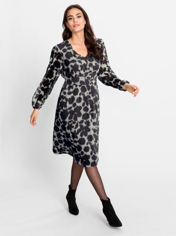 Heine Druck-Kleid in champagner-schwarz-bedruckt