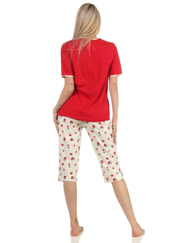 NORMANN Capri Schlafanzug kurzarm Pyjama Kirschen - 61961 in rot