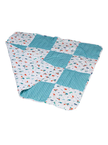 SlumberOrganix Baby Patchworkdecke Bio Baumwolle 100x100 in Blau (L)100 x (B)100 cm