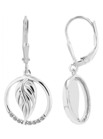 Adeliás Damen Ohrhänger Feder aus 925 Silber mit Zirkonia in silber