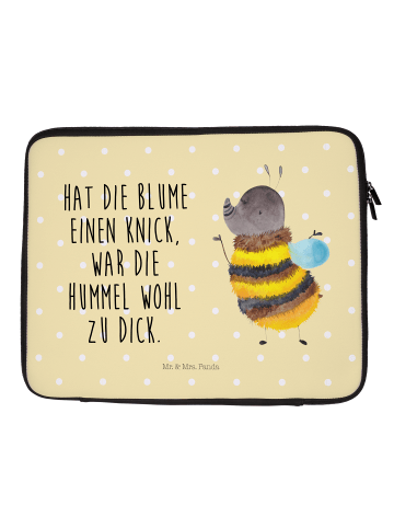 Mr. & Mrs. Panda Notebook Hülle Hummel flauschig mit Spruch in Gelb Pastell