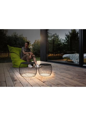 Lumaland Korbtisch mit LED-Beleuchtung 2-tlg. 3,7V schwarz Schwarz
