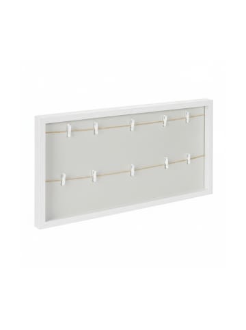 relaxdays Bilderrahmen mit Wäscheleine in Weiß/ Grau - (B)62 x (H)32 x (T)3 cm
