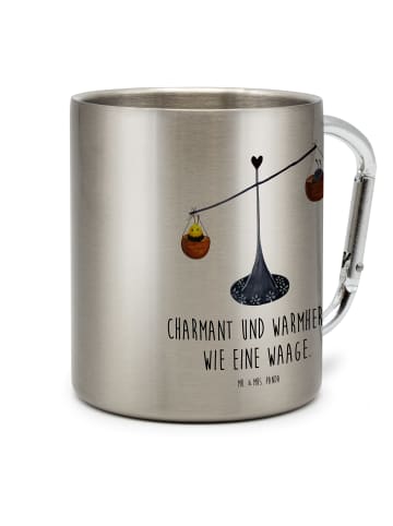 Mr. & Mrs. Panda Kaffeebecher Sternzeichen Waage mit Spruch in Silber