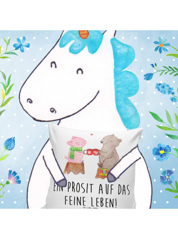 Mr. & Mrs. Panda Kissen 40x40 Glühschwein Sause mit Spruch in Weiß