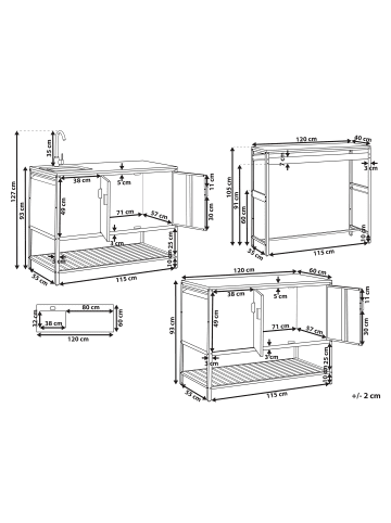 Beliani 1er-Set Gartenküche MAENZA in Weiß/Schwarz