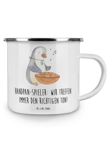Mr. & Mrs. Panda Emaille Tasse Handpan Spieler mit Spruch in Weiß