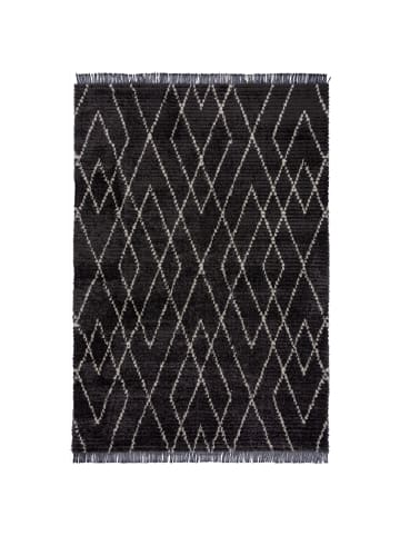 KADIMA DESIGN Eleganter SWALE Teppich mit Fransen - Schwarz-Weiß