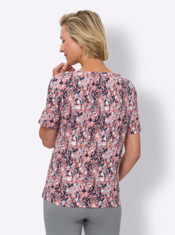 Sieh an! Kurzarmshirt in flamingo-dunkelblau-bedruckt