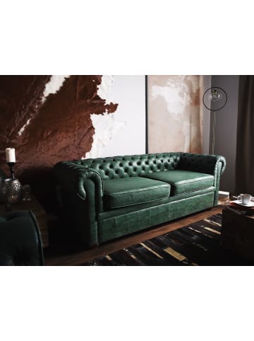 Beliani 3-Sitzer Sofa CHESTERFIELD in Grün/Braun - (W) 195 x (H) 70 x (L) 76 cm
