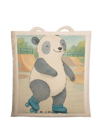 Mr. & Mrs. Panda Tote Bag Panda Inliner fahren Design ohne Spruch in Weiß