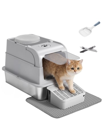 Feandrea Katzentoilette Boxal in Hellgrau - (B)61 x (H)46 x (T)41 cm