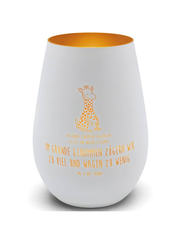 Mr. & Mrs. Panda Windlicht Glas Giraffe Zufrieden mit Spruch in Weiß