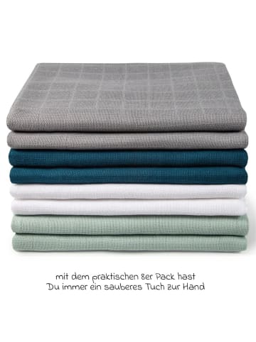 Makian Mullwindel / Mulltuch 8er Pack 80 x 80 cm in gruen,grau